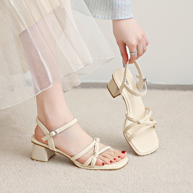 Damen elegante Sandalen mit verstellbarem Riemen und komfortablem Blockabsatz R&B