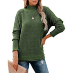 Damen Grobstrickpullover mit hohem Kragen und lässigem Schnitt R&B