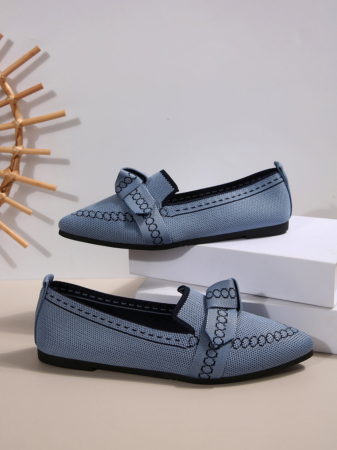 Damen elegante Mokassins mit dekorativem Schleifen-Detail R&B