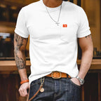 Herren klassisches Kurzarm T-Shirt mit Brusttasche aus hochwertiger Baumwolle R&B