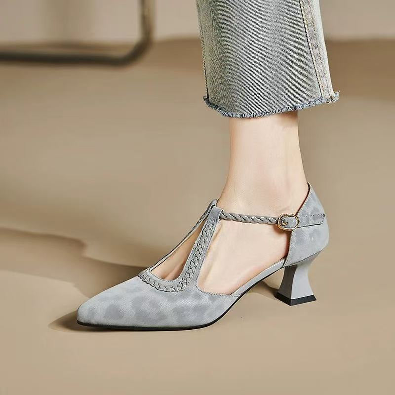 Damen Elegante Slingback-Pumps mit geflochtenem Riemen und modischem Blockabsatz R&B