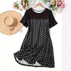 Damen Polka-Dot A-Linie Freizeitkleid R&B