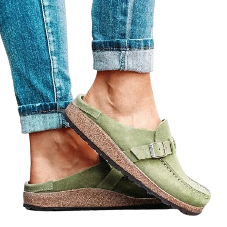 Damen Komfortable Clogs mit anatomischem Fußbett und modischem Schnallen-Design R&B