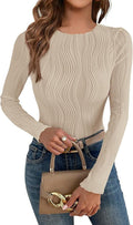 Damen Langarmshirt mit strukturiertem Wellenmuster R&B