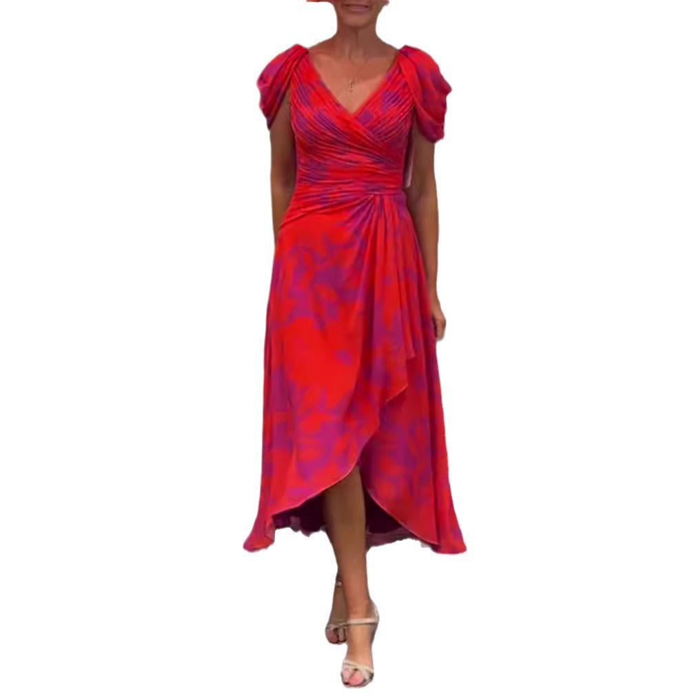 Damen Maxikleid mit dekorativer Wickeloptik und voluminösen Ärmeln Heidi-Mode