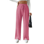 Damen entspannendes Strick-Loungewear-Set mit hoher Taille und weitem Bein R&B
