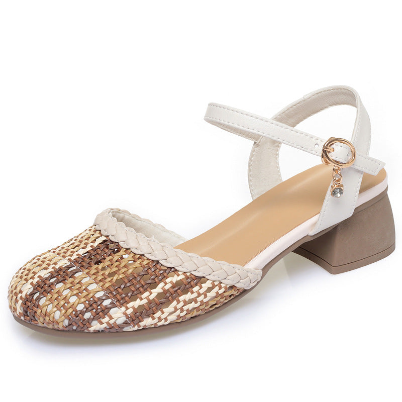 Damen Komfortable Sandaletten mit verstellbarem Fesselriemen und geflochtenem Design R&B