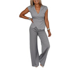 Damen elegantes Wickeloberteil mit weit geschnittenen Hosen R&B