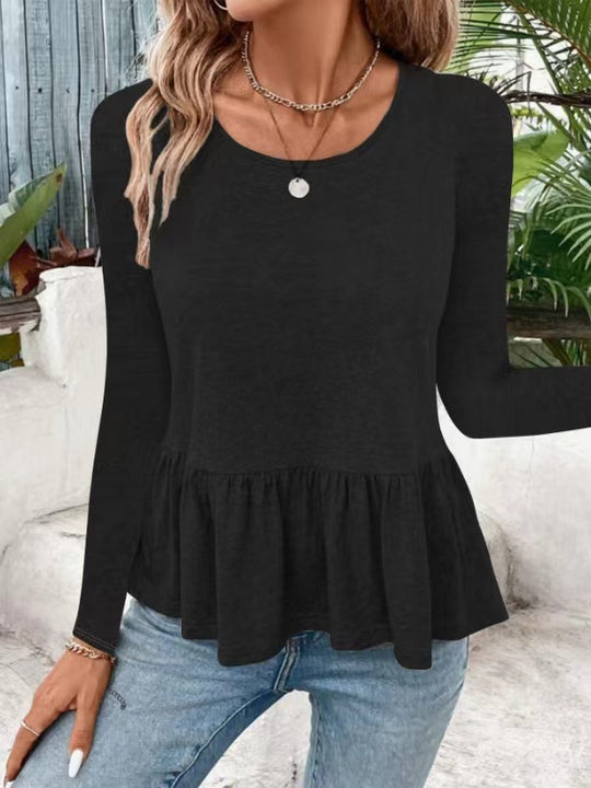 Damen Langarmshirt mit voluminösem Peplumschnitt R&B
