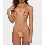 Damen Triangelbikini mit verstellbarem Halterneck und modischem Print R&B