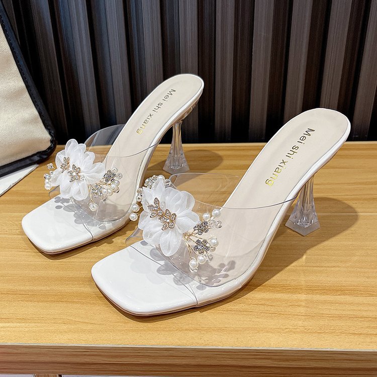 Damen transparente Sling-Sandalen mit floralen Akzenten R&B