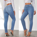 Damen Hochtaillierte Ripped Jeans im modernen Skinny Fit R&B