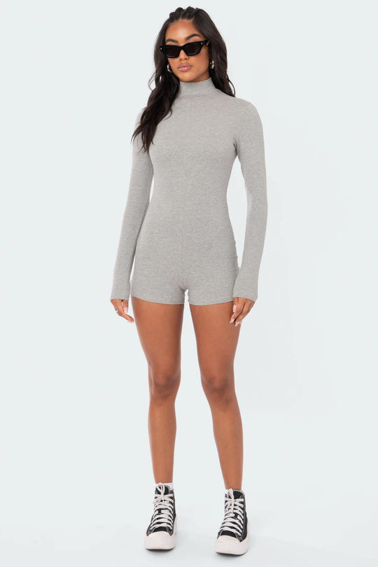 Damen Langarm-Body mit hoch geschlossenem Ausschnitt R&B