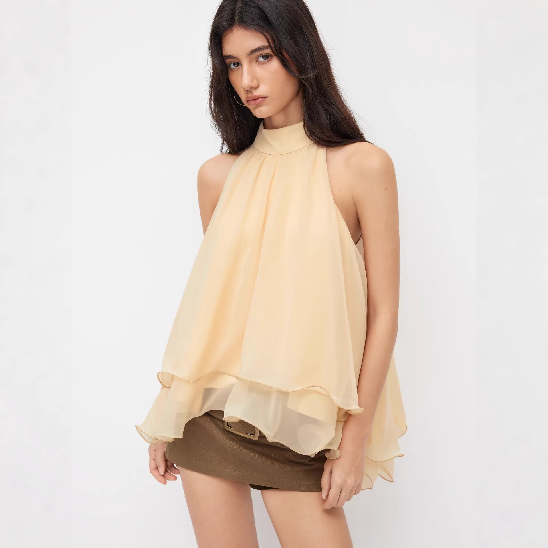 Damen Schwingender Chiffon-Rock mit Schleifenverschluss R&B