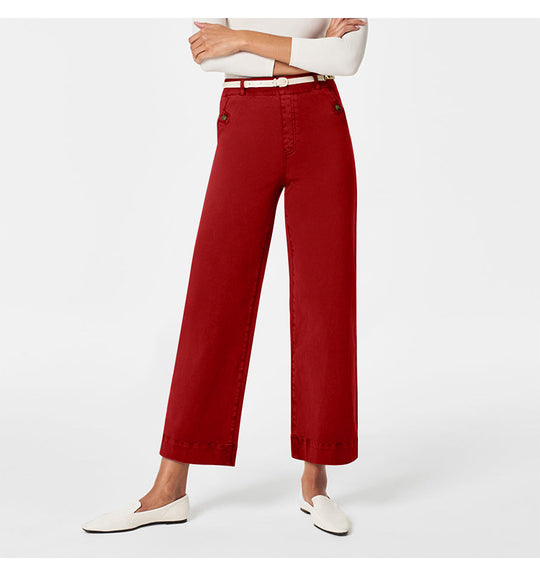 Damen Weite High-Waist Hose mit modischen Knopfdetails R&B