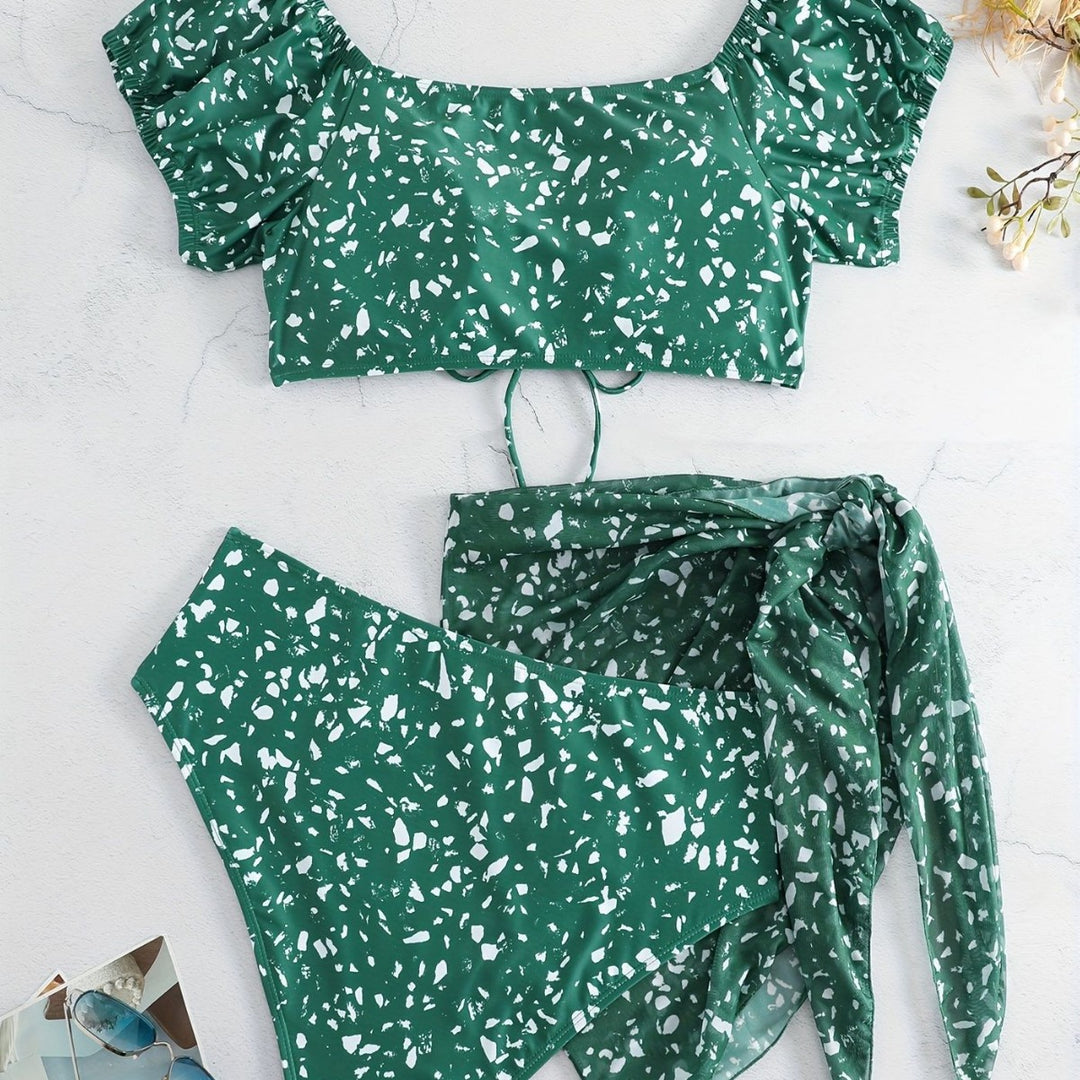 Damen Crop-Bikini Oberteil mit Rüschendetails und passendem Unterteil R&B
