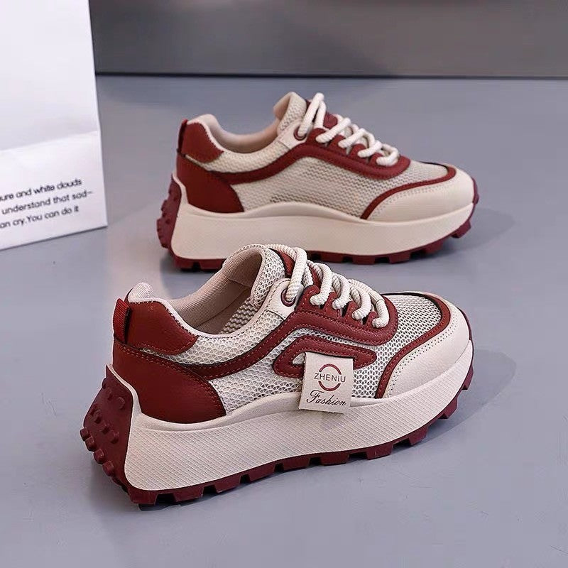 Damen Sportliche Sneakers mit hohem Plateau und atmungsaktiver Mesh-Oberfläche R&B