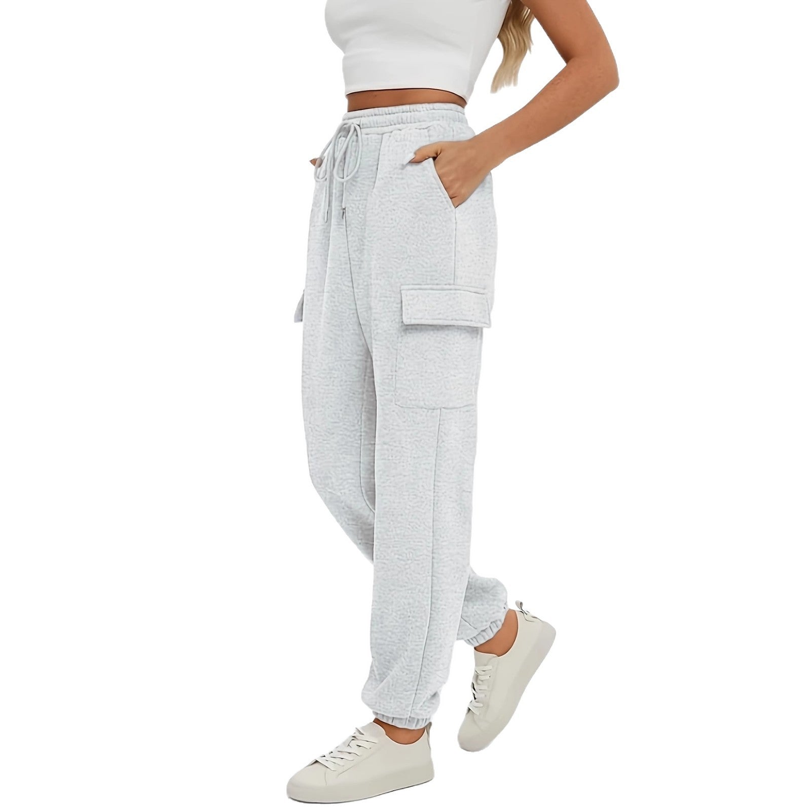 Damen Bequeme Cargo-Hose mit elastischem Bund und praktischen Taschen R&B
