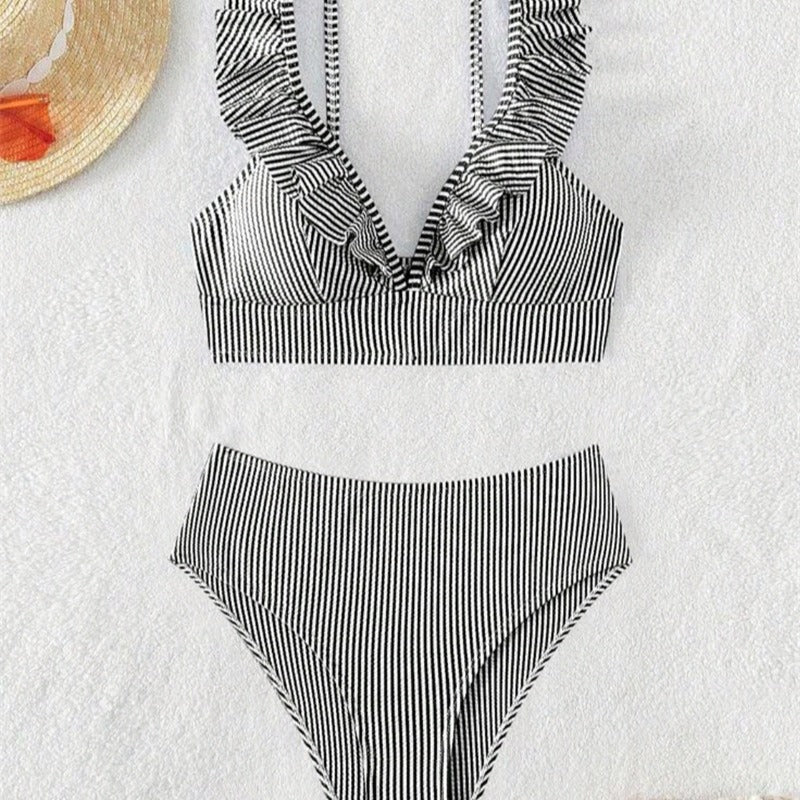 Damen Zweiteiliges Badeoutfit mit Rüschen R&B