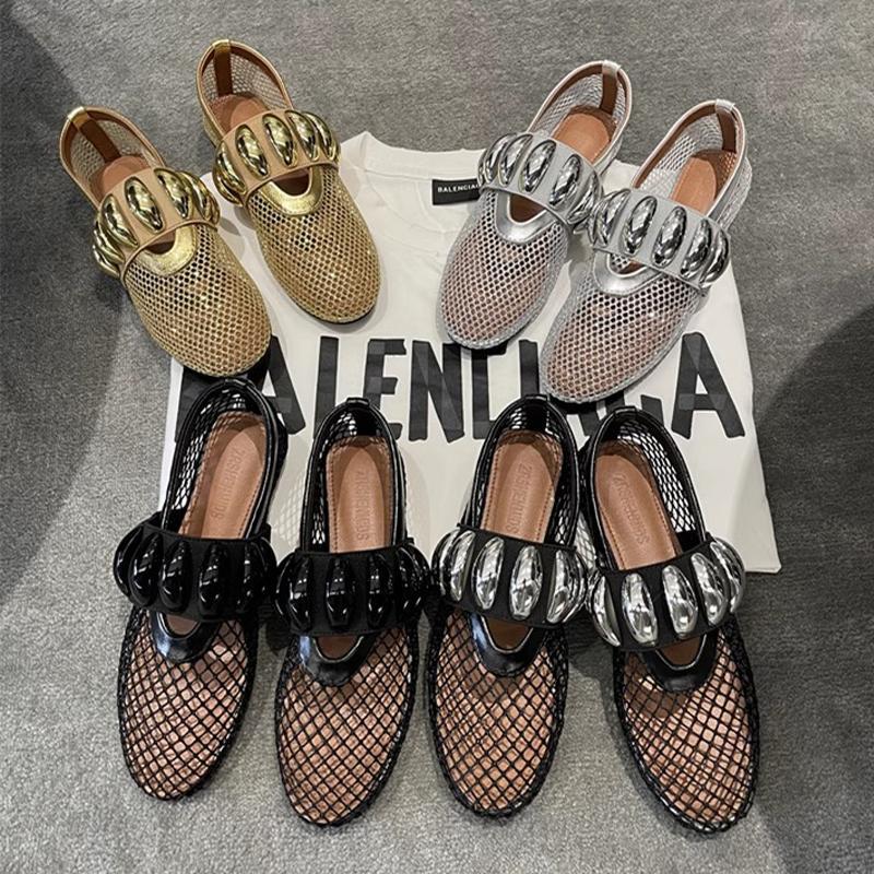 Damen Modische Mesh-Sandalen mit metallischem Akzent R&B