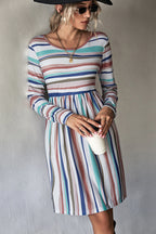 Damen Freizeitkleid mit schickem Streifenmuster und taillierter Passform R&B