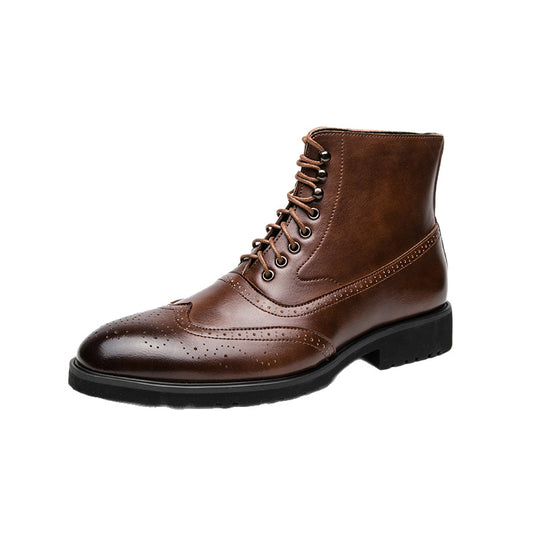 Damen Elegante Hochgeschlossene Schnürstiefel aus Leder R&B