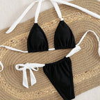 Damen Triangel-Bikini mit verstellbaren Trägern und femininem Bindedetail R&B