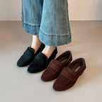 Damen modische Wildleder-Mokassins mit bequemem Blockabsatz R&B