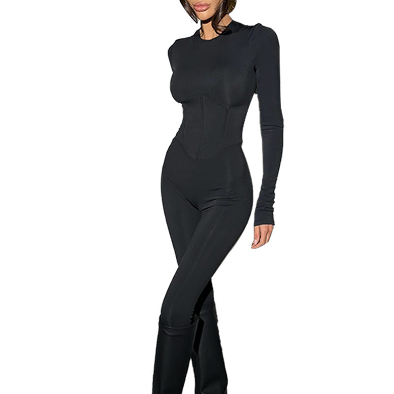 Damen figurbetonter Einteiler mit langem Arm und eleganter Silhouette R&B