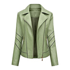 Damen modische Kunstlederjacke mit schicker Zipp-Detailierung