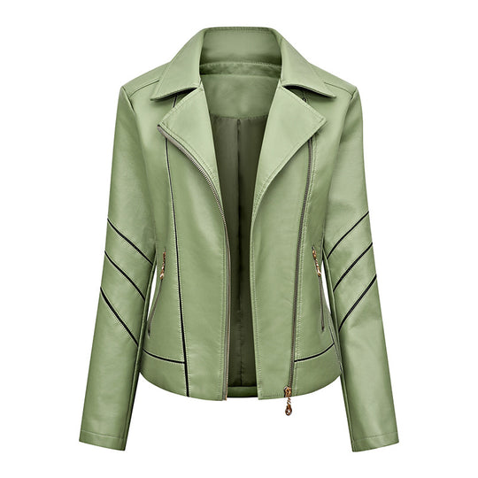 Damen modische Kunstlederjacke mit schicker Zipp-Detailierung R&B