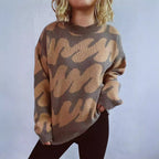 Damen lässiger Pullover mit modernem Farbblockdesign und voluminösen Ärmeln R&B