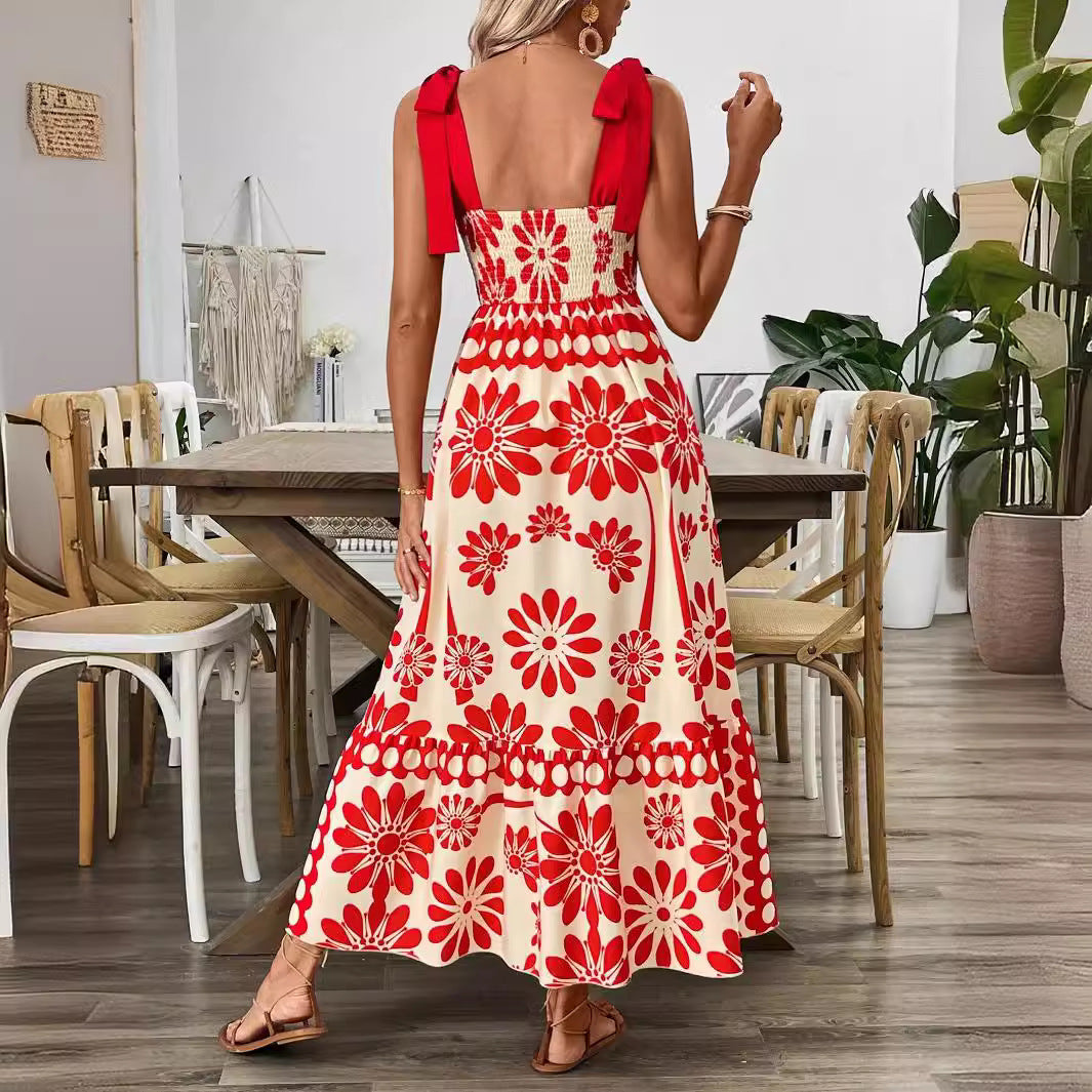Damen Elegantes Maxikleid mit Blumenmuster und charmanten Trägern R&B