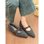 Damen spitze Ballerinas mit zierlichem Blumenakzent R&B