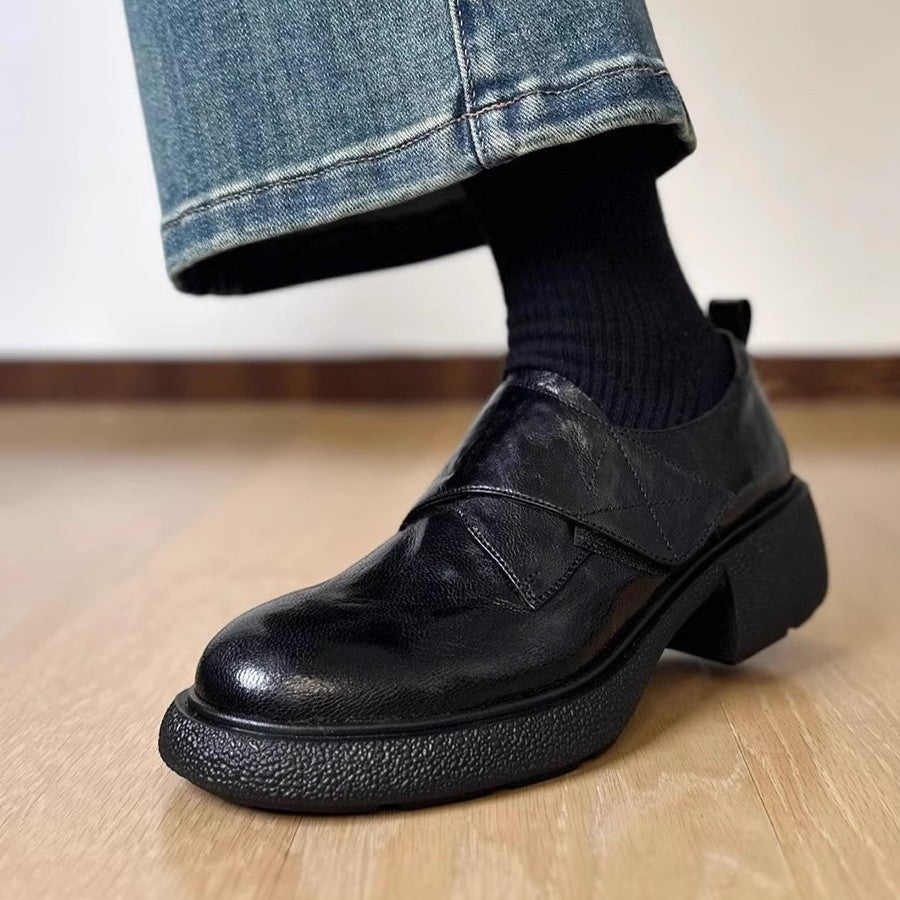 Damen modische Halbschuhe mit verstellbarem Klettverschluss und robustem Blockabsatz