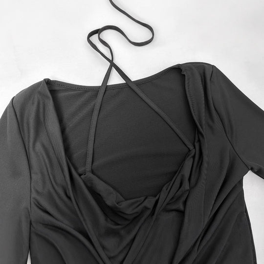 Damen figurbetontes Oberteil mit Raffungen und schulterfreiem Design R&B