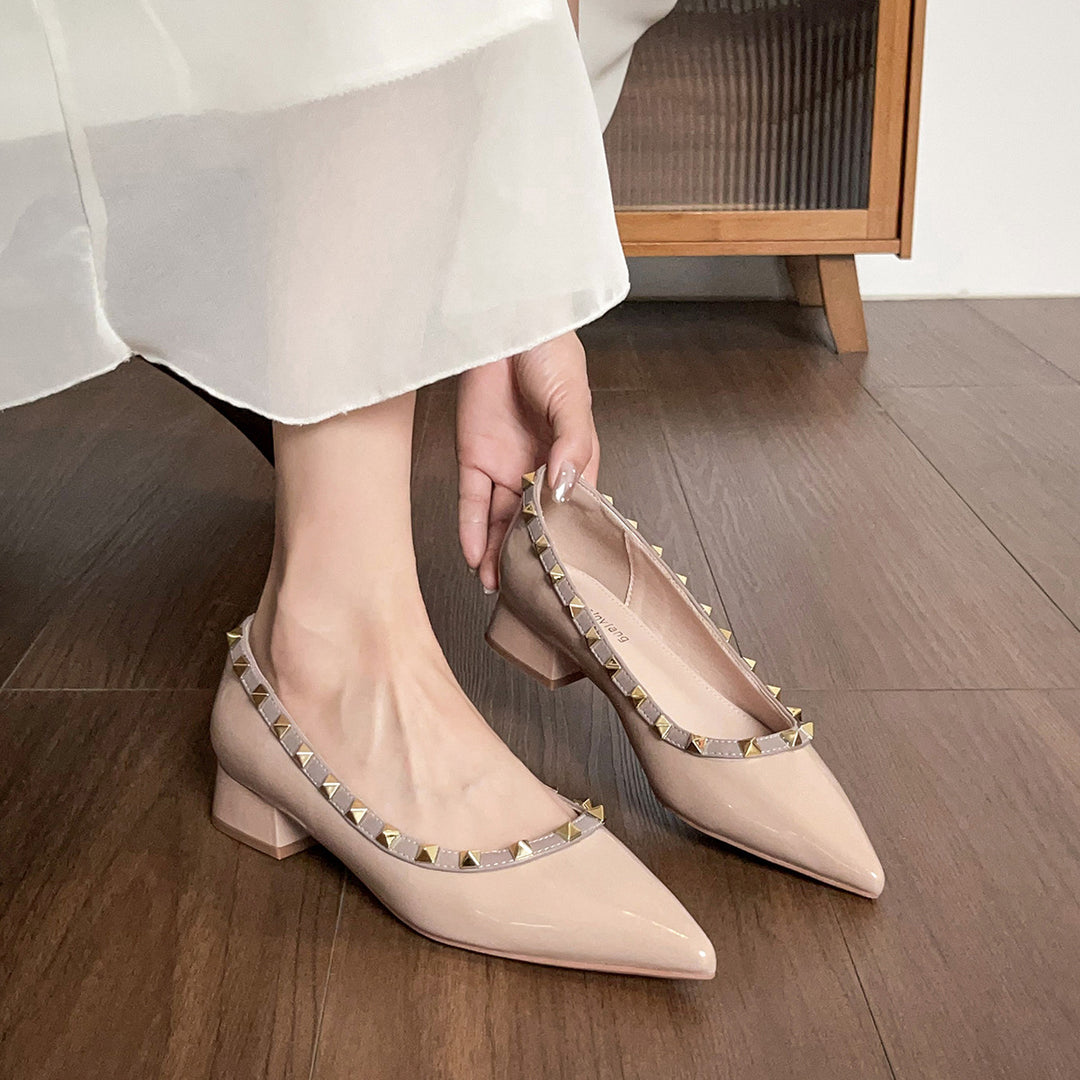 Damen Elegante Ballerinas mit modischer Schnallenverzierung und stabiler Fersenpartie R&B