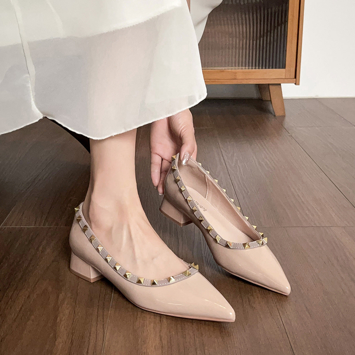 Damen Elegante Ballerinas mit modischer Schnallenverzierung und stabiler Fersenpartie