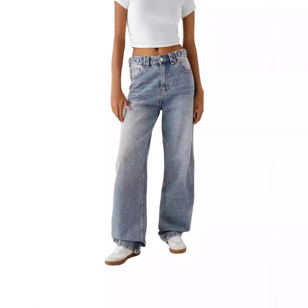 Damen weite High-Waist Jeans mit elegantem Schnitt und lässigem Design R&B