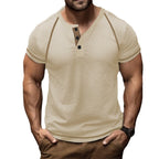 Herren Kurzarm-Henley-T-Shirt mit strukturierter Oberfläche und praktischer Knopfleiste R&B