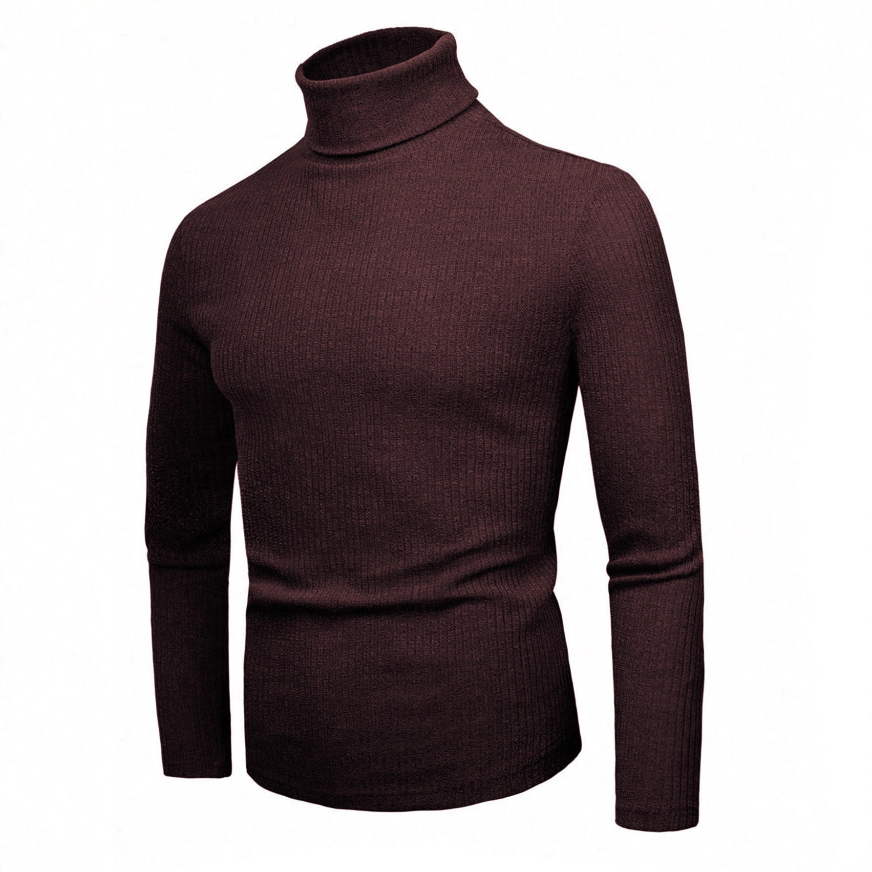 Damen eleganter Strickpullover mit hohem Kragen und feiner Rippenstruktur R&B