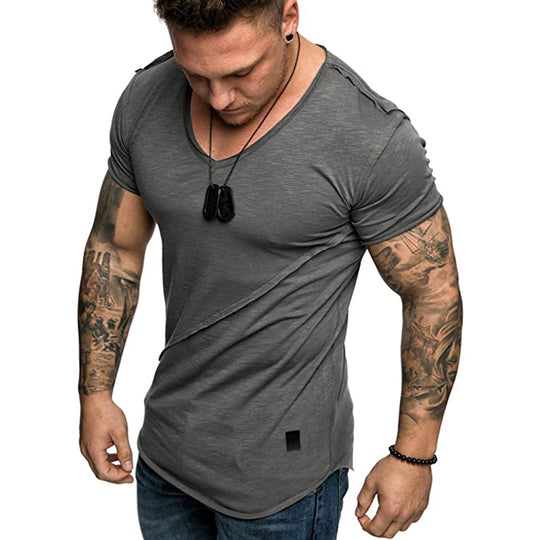 Herren V-Ausschnitt T-Shirt aus hochwertiger Baumwolle mit strukturierter Oberfläche R&B