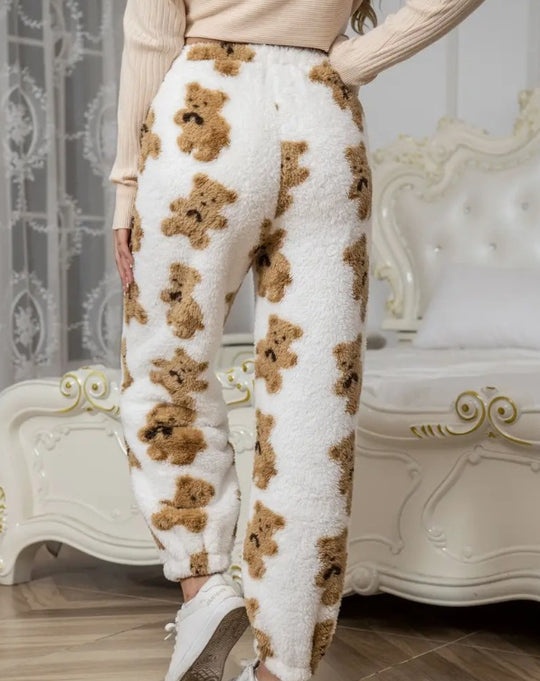 Damen kuschelige Fleece-Hose mit Leopardenmuster R&B
