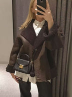 Damen Oversized-Baumwolljacke mit gefüttertem Kragen R&B