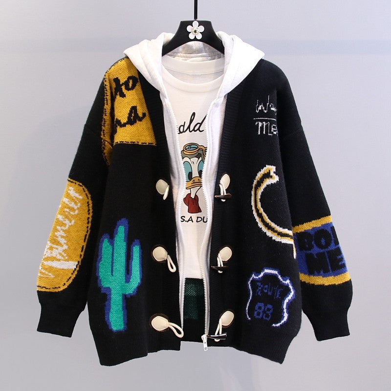 Damen lässiger Strickjacke mit Kapuze R&B