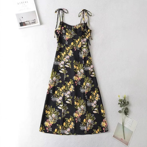 Damen Maxikleid mit floralem Design und zarten Spaghettiträgern R&B