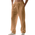 Herren lockere Sommerhose aus leichtem Leinenmaterial mit elastischem Bund und Seitentaschen R&B
