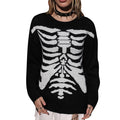 Damen Pullover mit auffälligem Skelettmotiv und lässigem Schnitt R&B