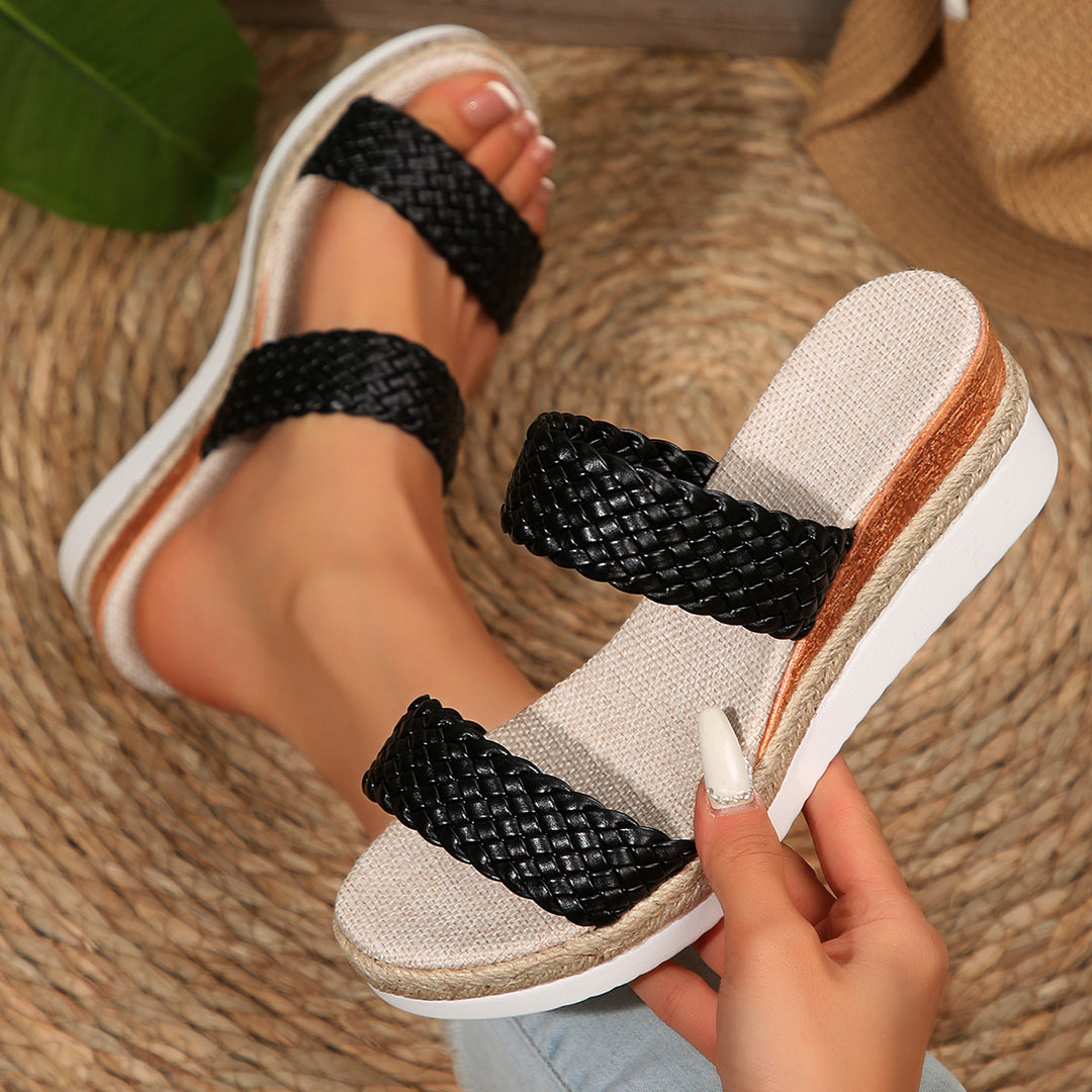 Damen Wedge-Pantoletten mit geflochtenem Riemen und komfortabler Sohle R&B