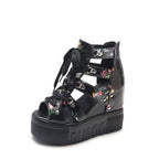 Damen Wedge-Sandaletten mit modischem Floral-Design und elastischen Riemen R&B